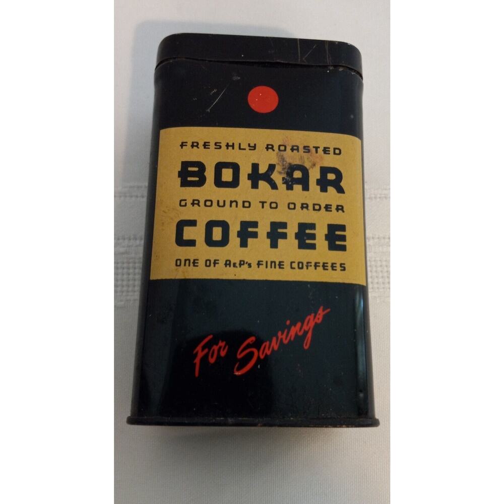 Vintage Bokar Coffee Tin Bank Promotion A&P Tea Co. 1950's Collectible Litho